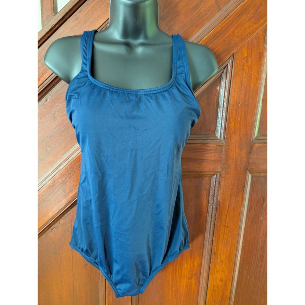 Lands End Womens Navy Blue One-Piece Swimsuit Size 12